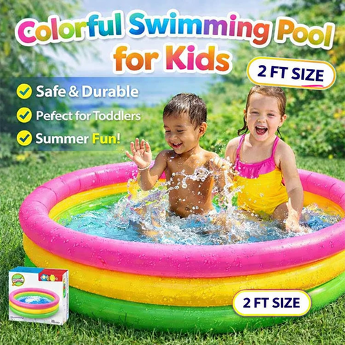 Colorful Inflatable Kids Swimming Pool – Safe & Durable Kids Pool for Summer Fun - 2ft