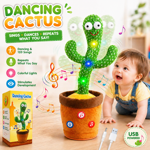 Dancing Cactus Toy for Kids | Talking, Singing & Repeating Toy with Lights & Music