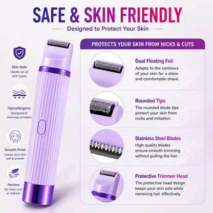 2-in-1 Electric Shaver & Trimmer for Women | Rechargeable Hair Remover