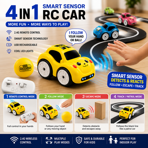 Smart Sensor RC Car – Follow, Escape & Track Mode Toy Car