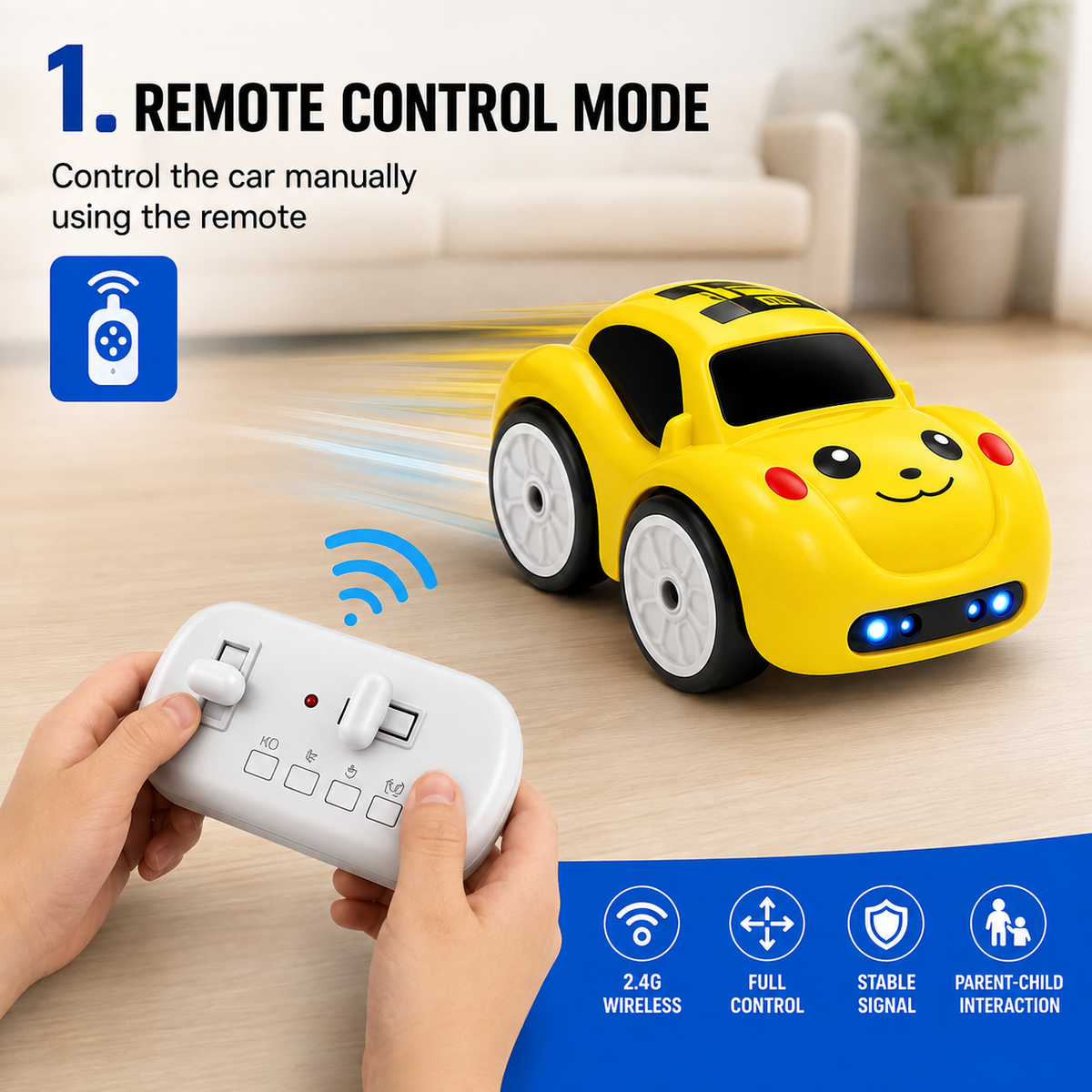 Smart Sensor RC Car – Follow, Escape & Track Mode Toy Car