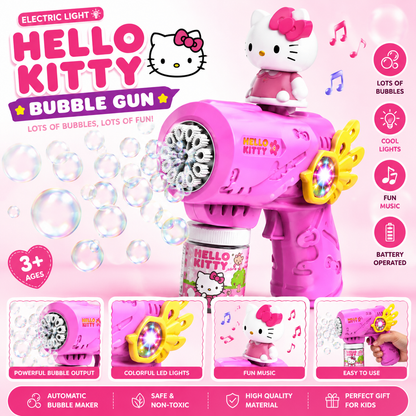 Hello Kitty Bubble Gun with Electric Lights | Automatic Bubble Blower Toy for Kids