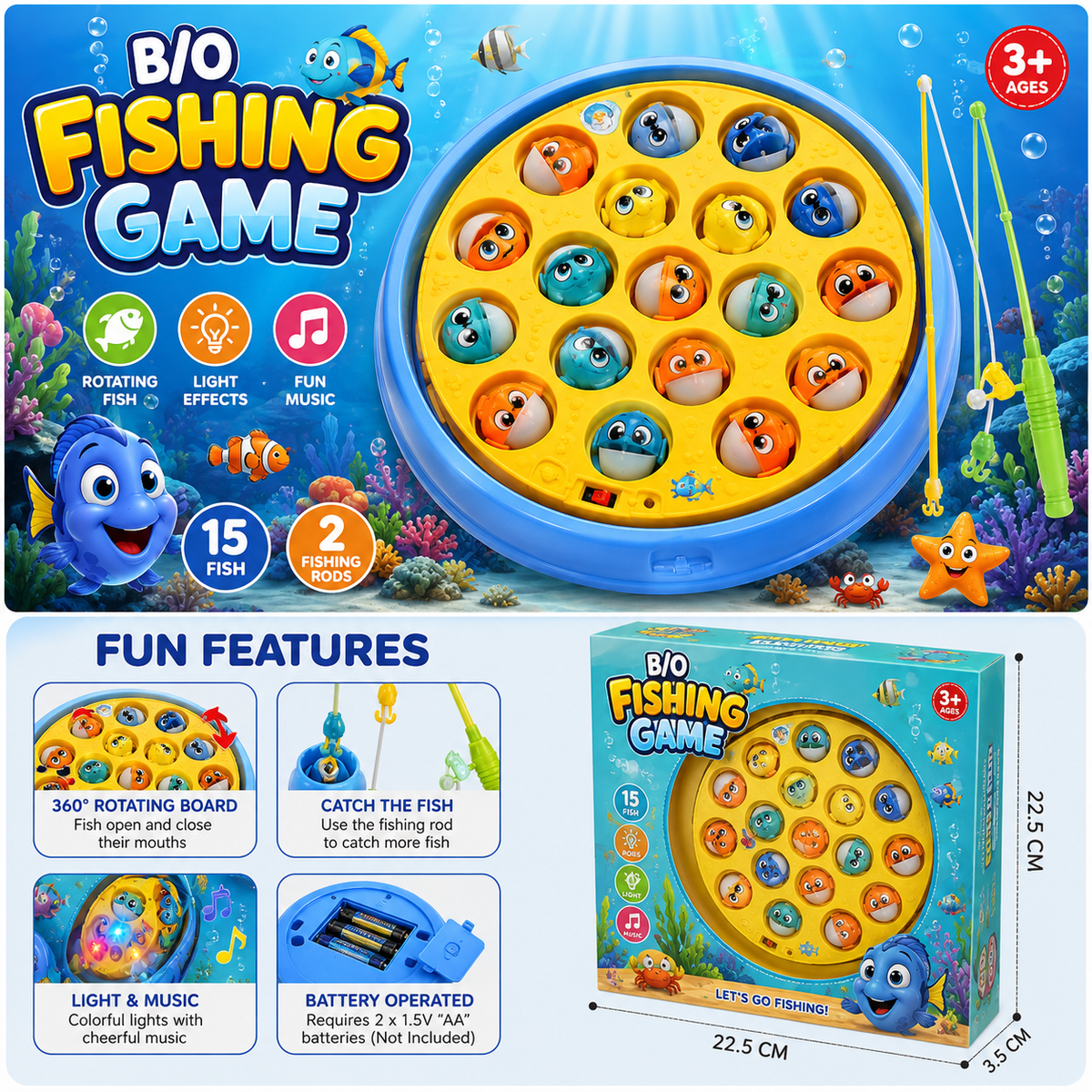 Battery Operated Fishing Game Toy | Interactive Fishing Game for Kids