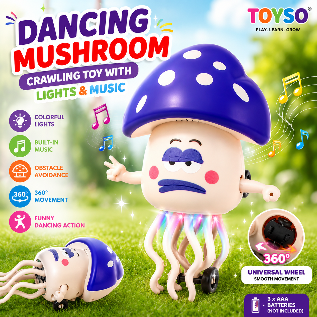 Dancing Mushroom Toy with Lights & Music | Crawling Baby Toy