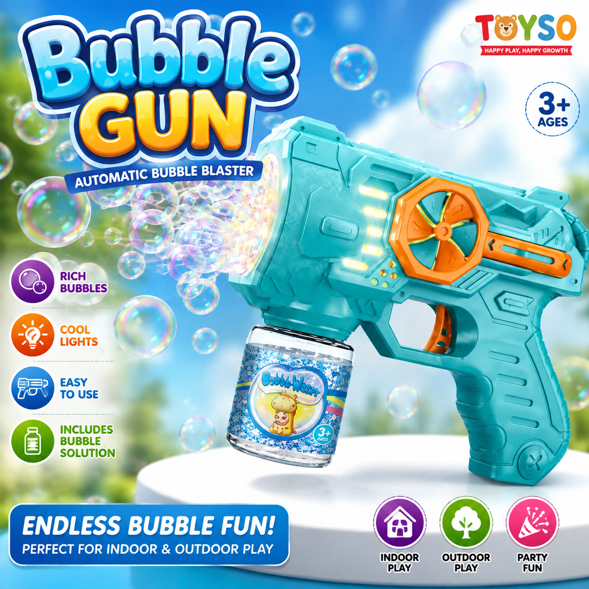 Electric Bubble Gun for Kids | Automatic Bubble Blower Toy