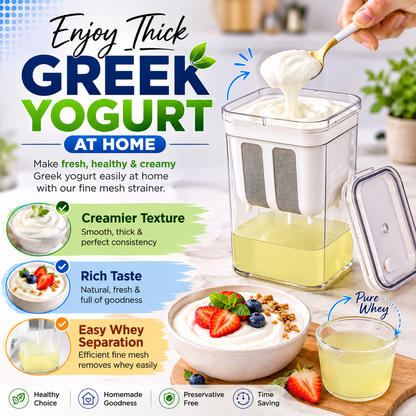 Homemade Greek Yogurt Maker 1100ml | Multipurpose Food Filter Strainer
