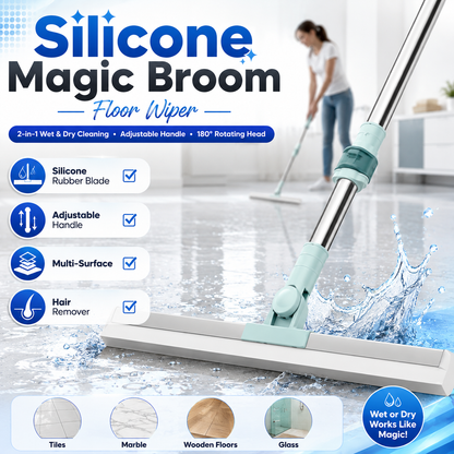 Silicone Magic Broom Floor Wiper 2-in-1 Adjustable Wet & Dry Cleaner