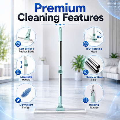 Silicone Magic Broom Floor Wiper 2-in-1 Adjustable Wet & Dry Cleaner