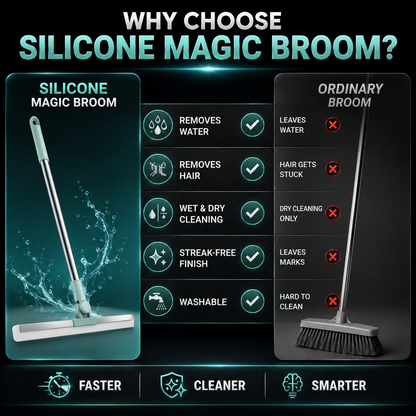 Silicone Magic Broom Floor Wiper 2-in-1 Adjustable Wet & Dry Cleaner