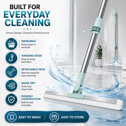 Silicone Magic Broom Floor Wiper 2-in-1 Adjustable Wet & Dry Cleaner