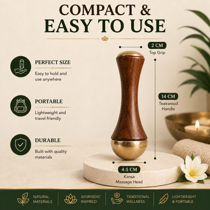Kansa Wand Facial & Body Massager | Teak Wood Ayurvedic Massage Tool