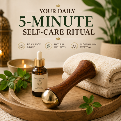 Kansa Wand Facial & Body Massager | Teak Wood Ayurvedic Massage Tool