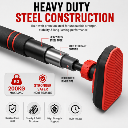 Adjustable No-Drill Doorway Pull Up Bar with Rotating Lock & Level Meter
