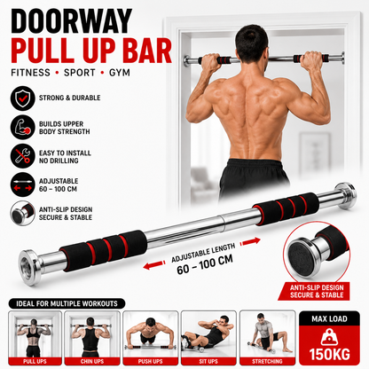 Doorway Pull Up Bar - Adjustable Home Gym Fitness Bar (60-100cm)
