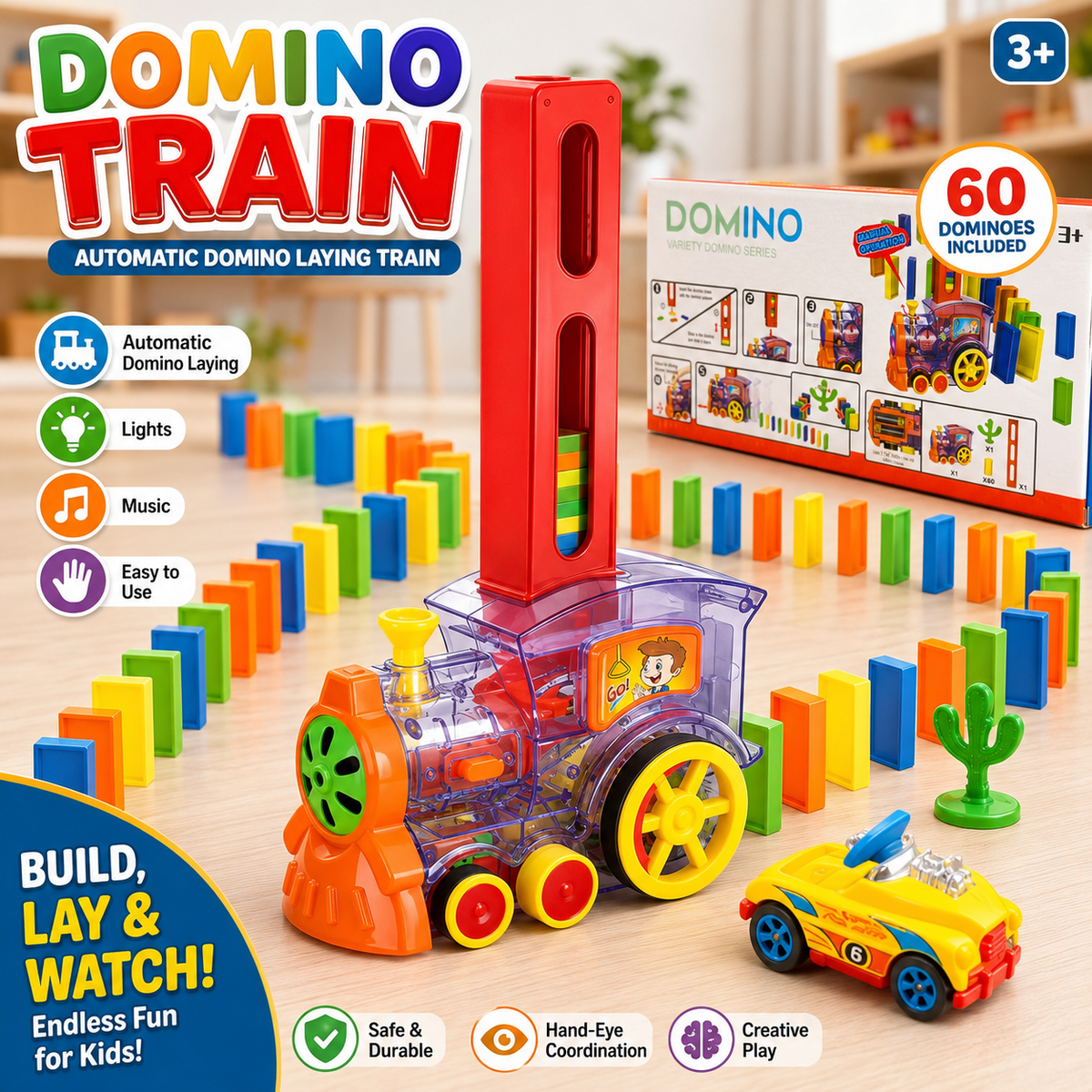 Domino Laying Train Toy Set | Fun Educational Gift for Kids