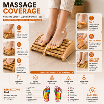 Wooden Foot Massage Roller | Natural Wooden Foot Roller for Daily Relaxation & Comfort