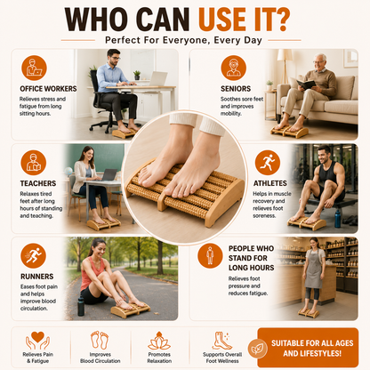Wooden Foot Massage Roller | Natural Wooden Foot Roller for Daily Relaxation & Comfort