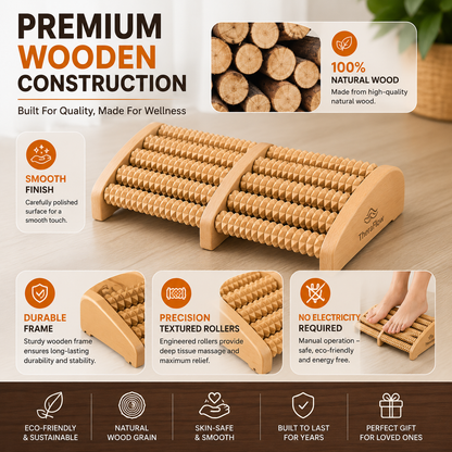 Wooden Foot Massage Roller | Natural Wooden Foot Roller for Daily Relaxation & Comfort
