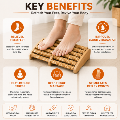 Wooden Foot Massage Roller | Natural Wooden Foot Roller for Daily Relaxation & Comfort