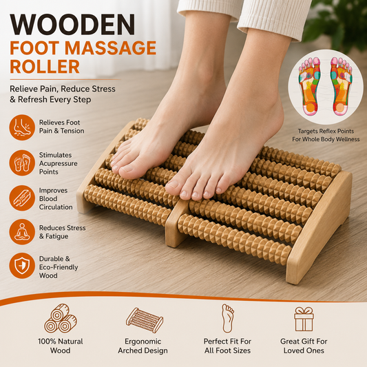 Wooden Foot Massage Roller | Natural Wooden Foot Roller for Daily Relaxation & Comfort