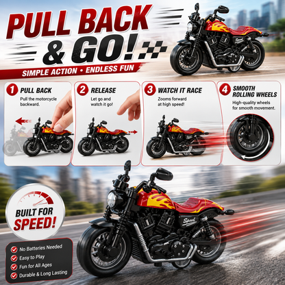 Mini Pull Back Motorcycle Toy | Die Cast Metal Racing Bike
