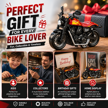 Mini Pull Back Motorcycle Toy | Die Cast Metal Racing Bike