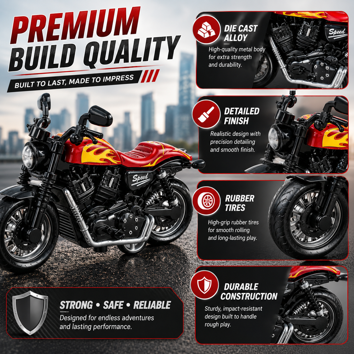 Mini Pull Back Motorcycle Toy | Die Cast Metal Racing Bike