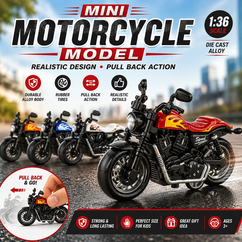 Mini Pull Back Motorcycle Toy | Die Cast Metal Racing Bike