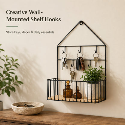 Wall Mounted Shelf with Hooks