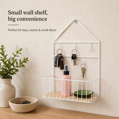Wall Mounted Shelf with Hooks