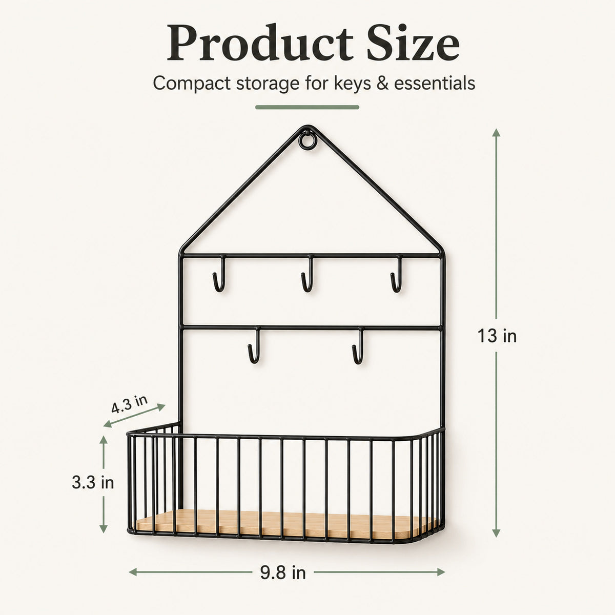 Wall Mounted Shelf with Hooks