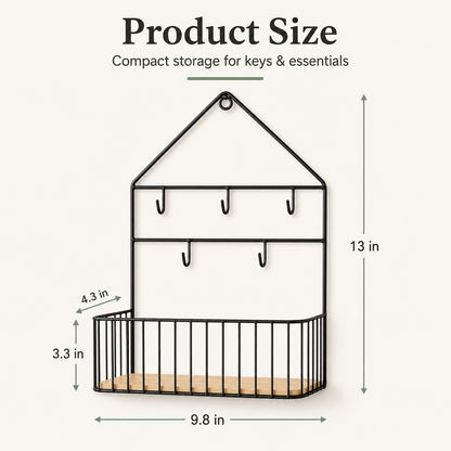 Wall Mounted Shelf with Hooks