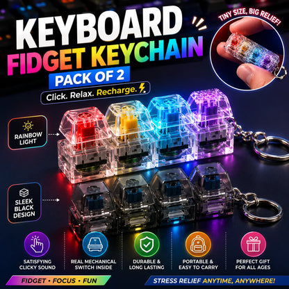 Keyboard Fidget Keychain Toy with Mechanical Switches | Mini Clicker Stress Relief Keychain