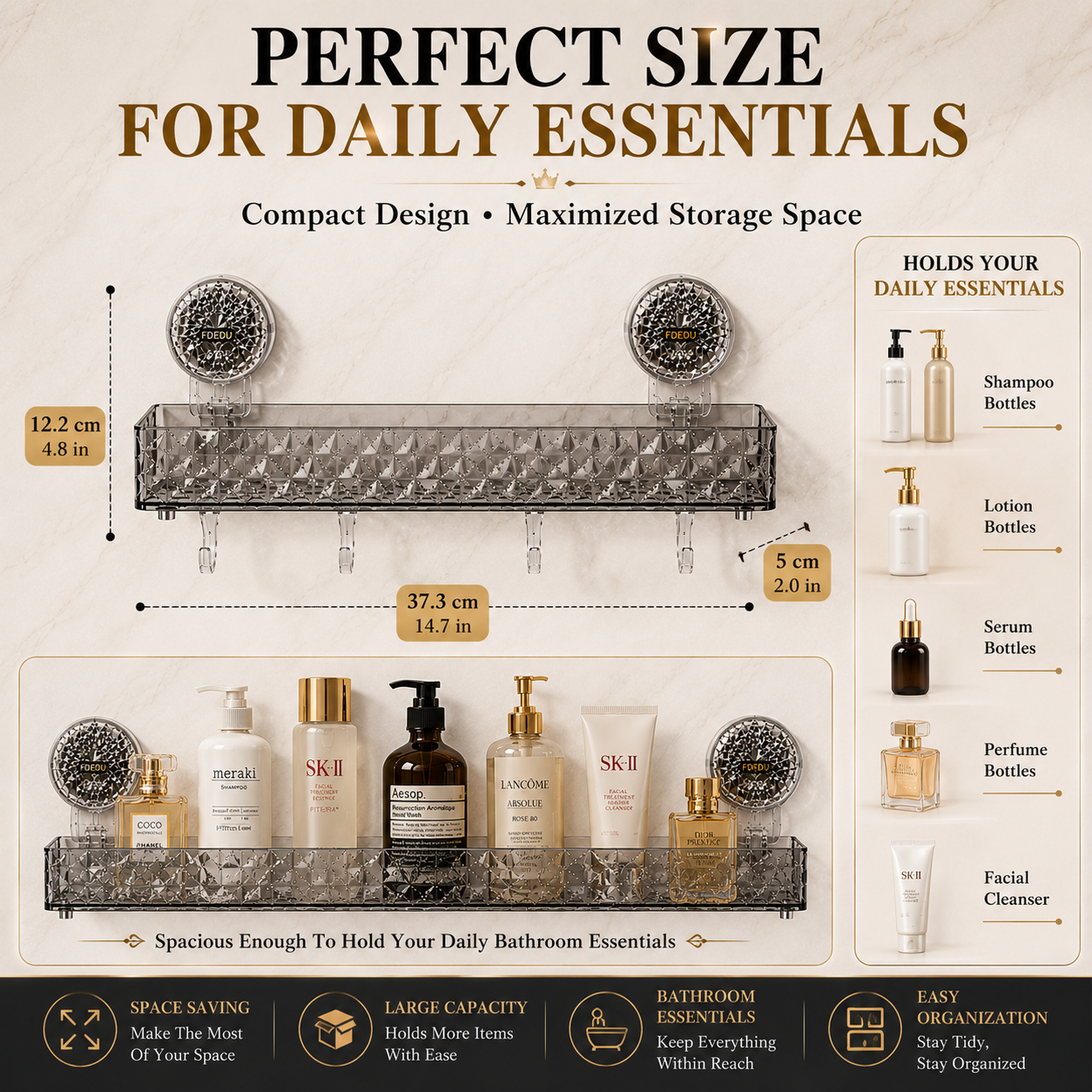 No drill wall shelf with hanging hooks - Saadiq.pk