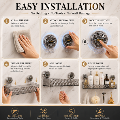 Wall mounted suction shelf for bathroom - buy in Pakistan