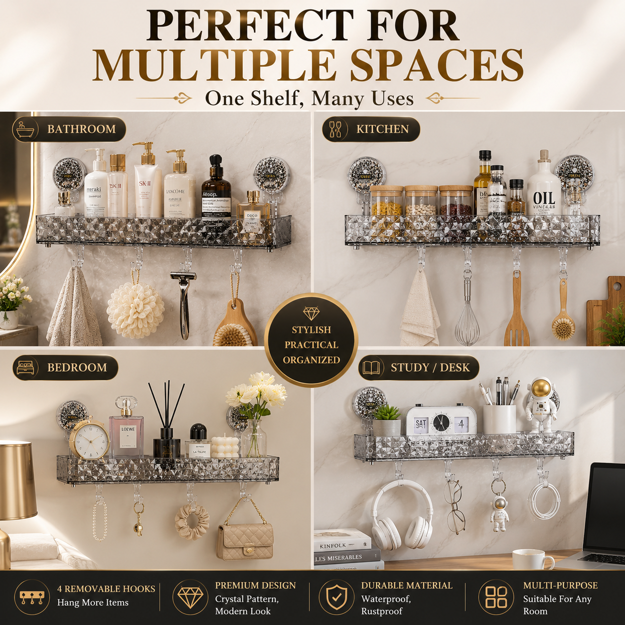 Bathroom suction organizer shelf - Saadiq.pk Pakistan