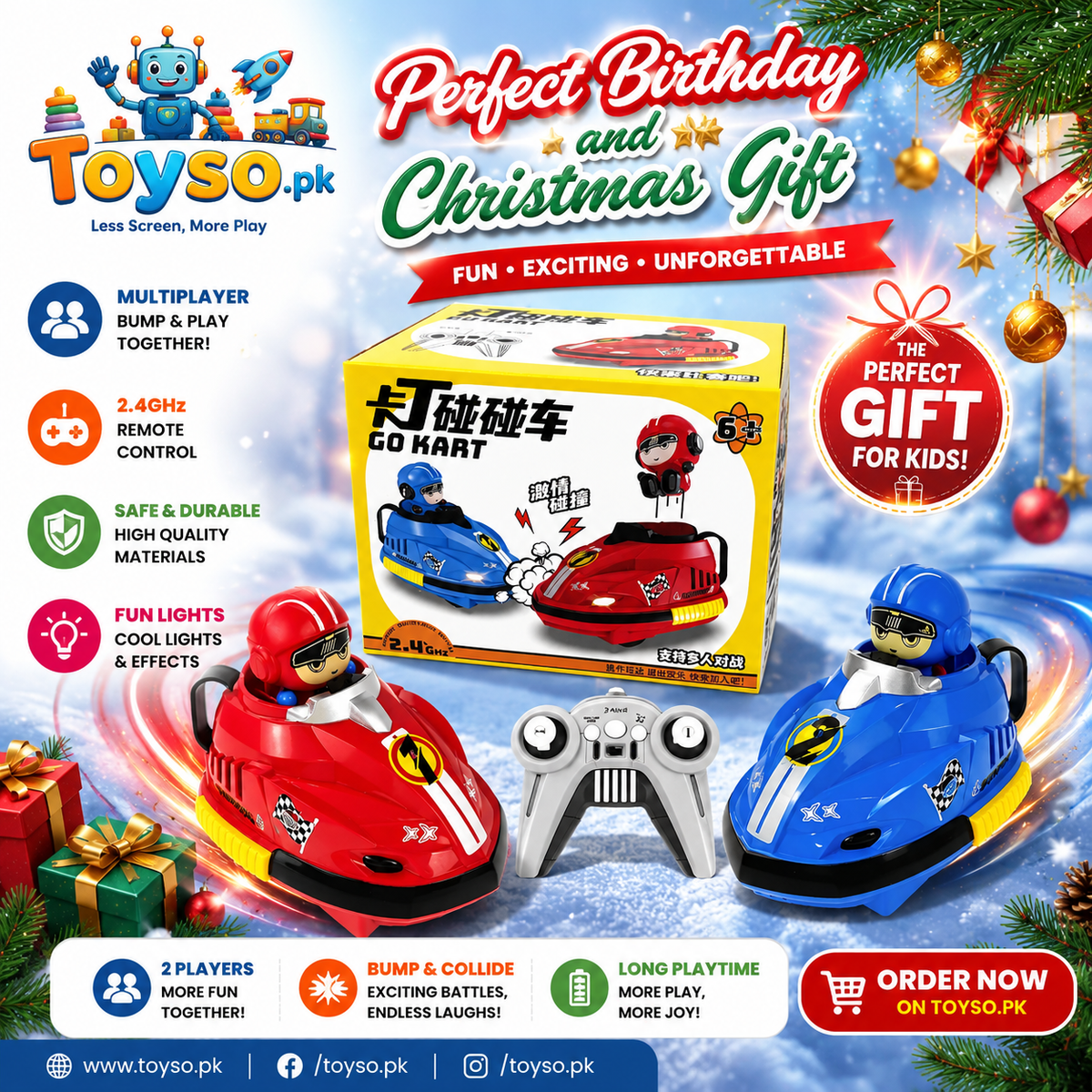 Multiplayer RC Bumper Cars for Kids – 2 Remote Control Cars with Pop-Up Drivers, Lights & Sounds