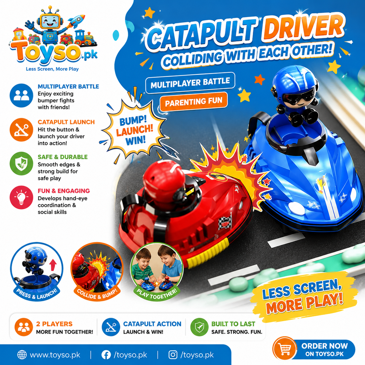 Multiplayer RC Bumper Cars for Kids – 2 Remote Control Cars with Pop-Up Drivers, Lights & Sounds