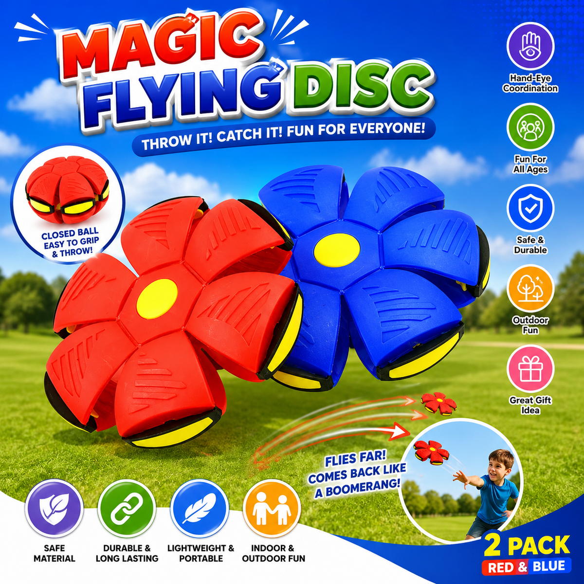 Magic Flying Disc Ball Toy – Transforming Throw & Catch Disc