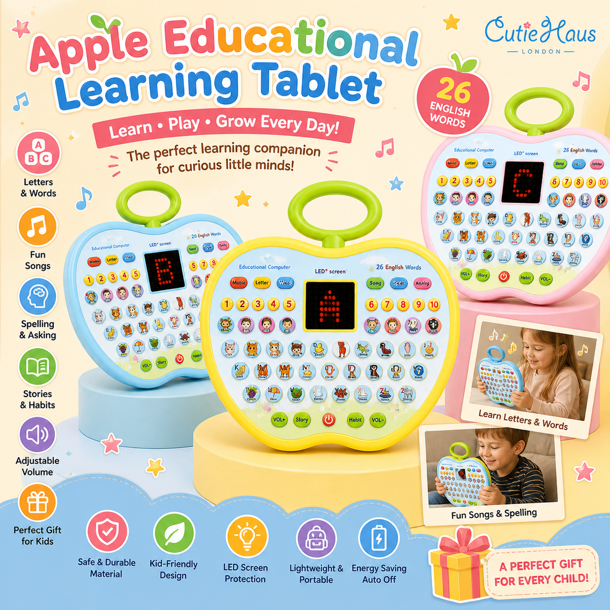 Kids Educational Learning Tablet Toy – Interactive ABC, Numbers & Sound Learning Device