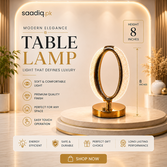 Luxury Ring Table Lamp – Modern LED Touch Lamp | Elegant Gold Decorative Light
