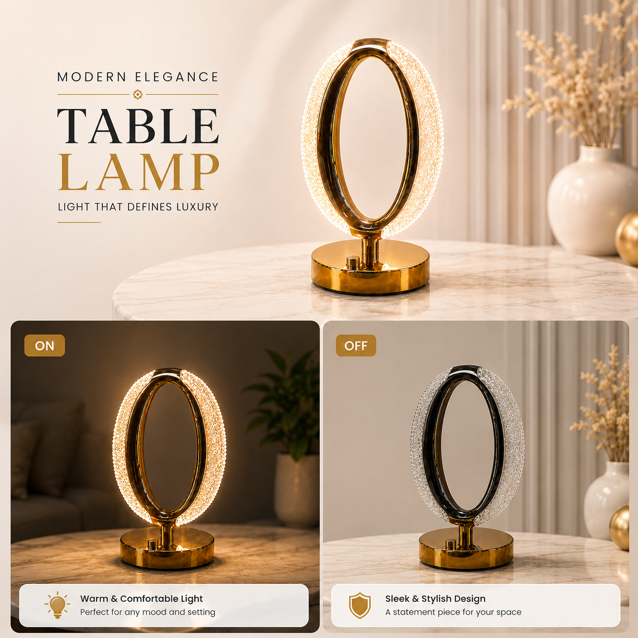 Elegant decorative ring table lamp - Saadiq.pk