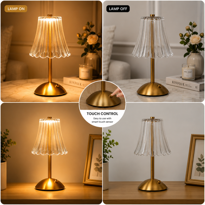 Modern Touch Table Lamp – USB Rechargeable LED Light with Warm Ambient Glow