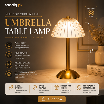 Umbrella Table Lamp – Modern Rechargeable LED Touch Lamp