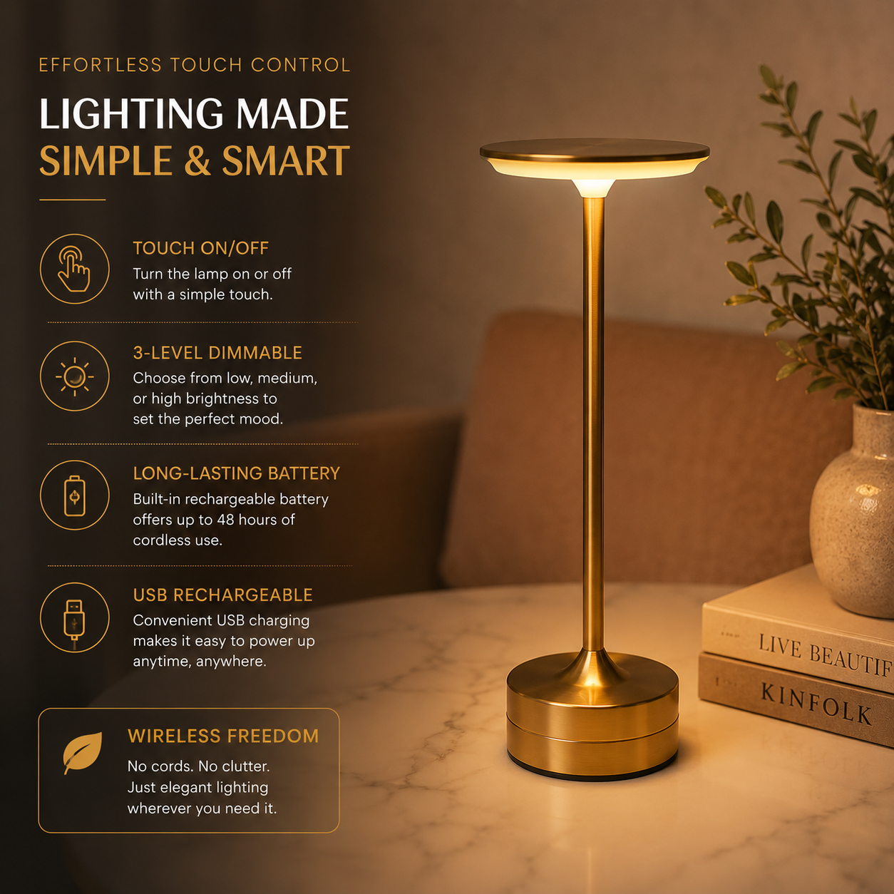 Metal body rechargeable table lamp - Saadiq.pk
