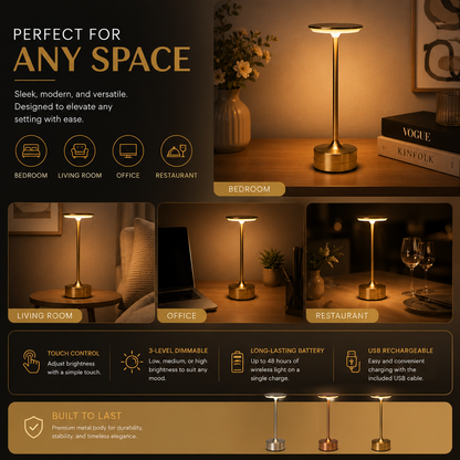 Luxury metal USB rechargeable touch dimmable LED lamp - Saadiq.pk Pakistan