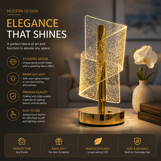 Elegant Spiral LED Table Lamp – Modern Decorative Acrylic Light