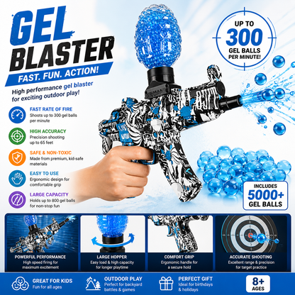 Gel Ball Blaster Toy Gun with Water Beads – Electric Soft Gel Shooter for Target Practice