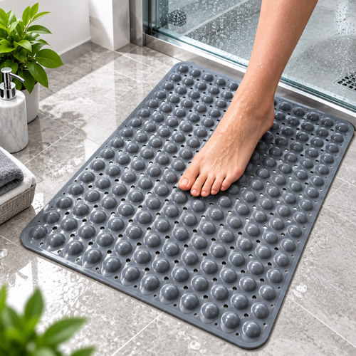Non-Slip Bath Mat with Suction Cups & Drainage Holes | Shower Floor Mat