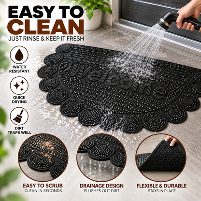Welcome Door Mat with Raised Dot Design | Anti-Slip Floor Mat